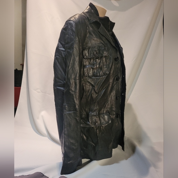 Men's Black Di Capra Int Distressed Soft Leather Jacket - Picture 6 of 12